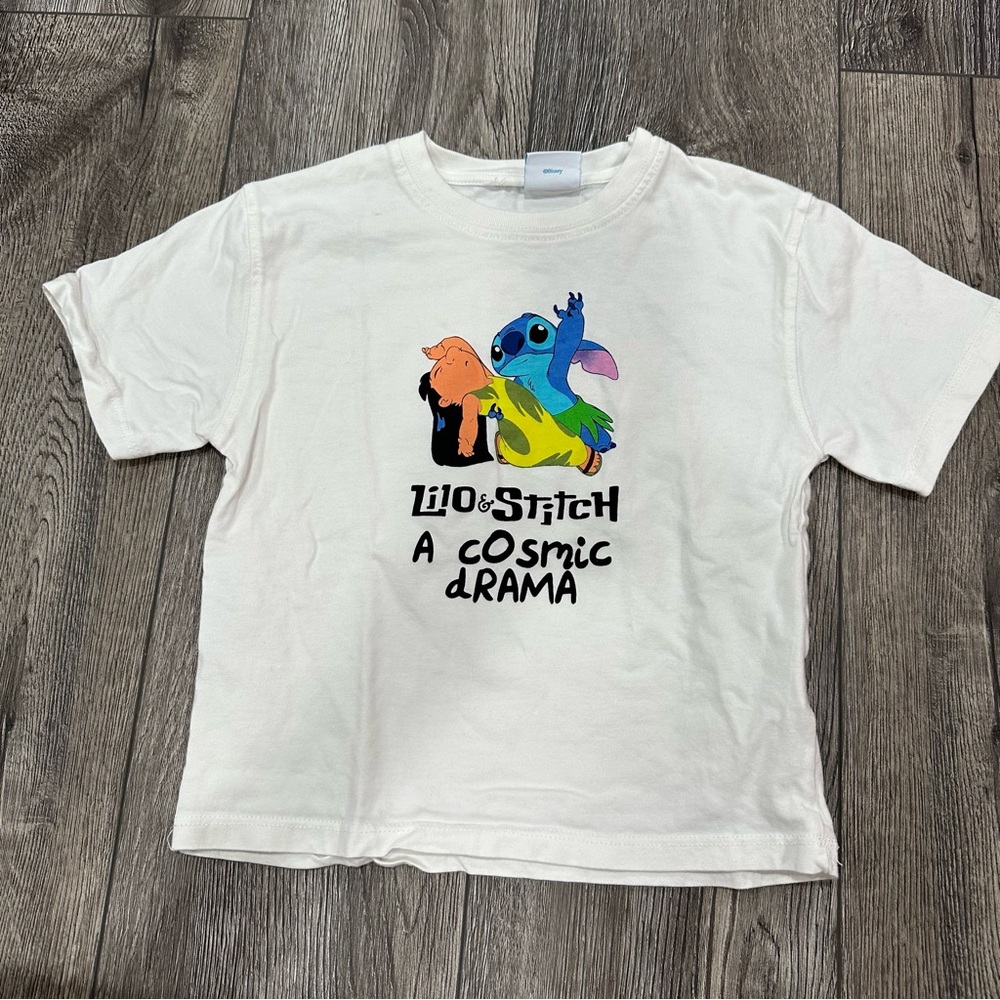 Zara Disney Lilo & Stitch White Short Sleeve Graphic Tee, Size 5/6